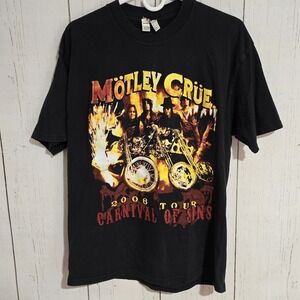 MOTLEY CRUE Tshirt XL Jersees Black Short Sleeve Carnival of Sins Tour 2006 Vtg